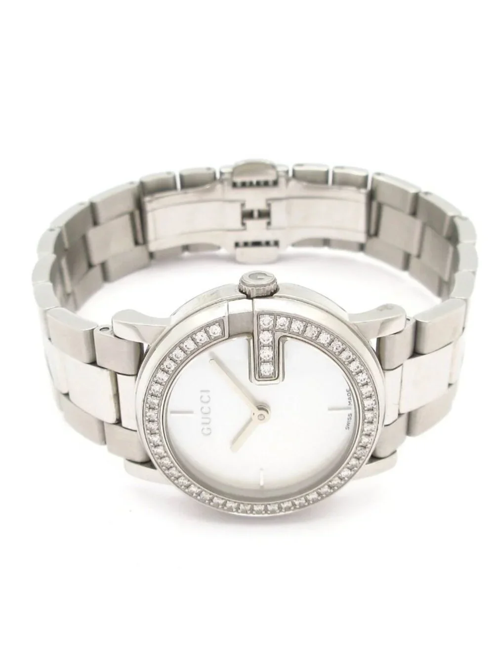 Gucci Watch G Diamond Bezel White Shell